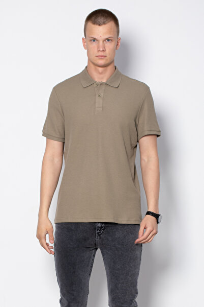 BARRELS AND OIL Waffle Polo Neck T-Shirt - Mink