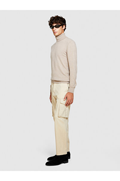 Sisley Ανδρικό πουλόβερ μελανζέ κασμίρ μείγματος ψηλός λαιμός