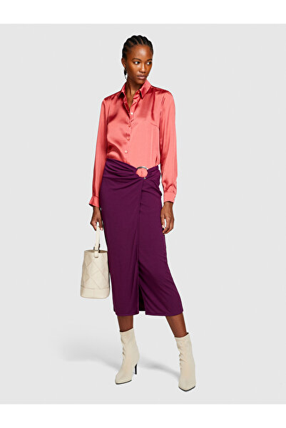 Sisley Fusta înfășurată pentru femei cu talie înaltă violet închis