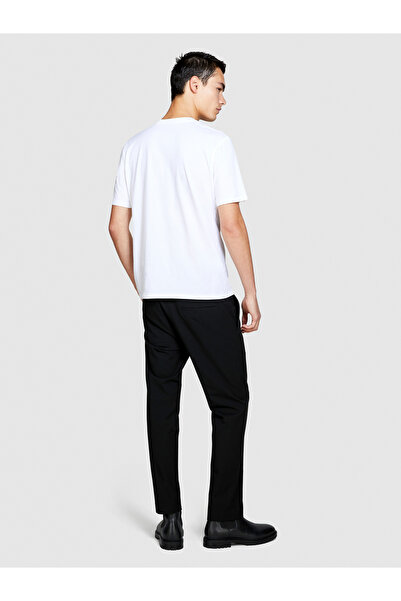 Sisley Ανδρικό λευκό μπλουζάκι 100% βαμβακερό με στάμπα στο χέρι