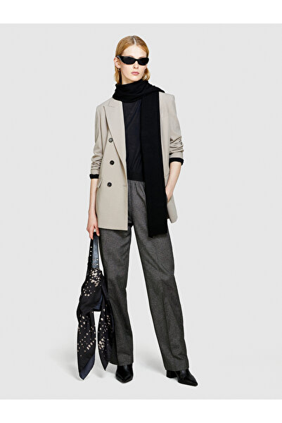 Sisley Kadın Antrasit %100 Koton Beli Lastikli Pantolon