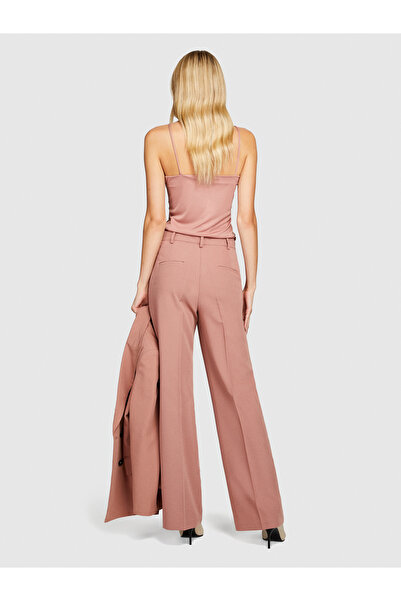 Sisley Flexible Viscous Palazzo Trousers - Powder Color, Normal Waist