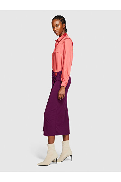 Sisley Fusta înfășurată pentru femei cu talie înaltă violet închis