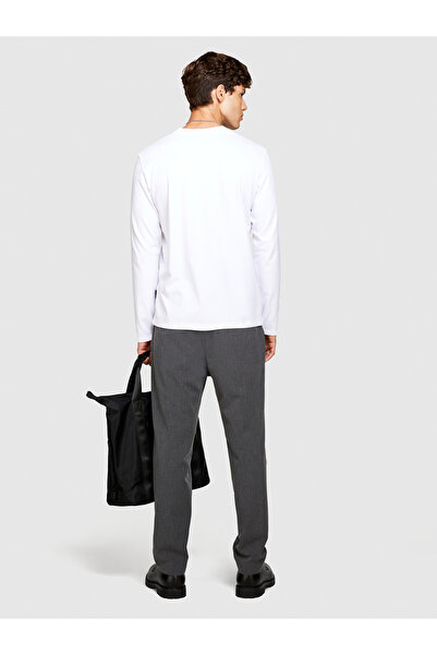 Sisley Ανδρικό μακρυμάνικο μπλουζάκι από 100% βαμβάκι σε κανονική εφαρμογή