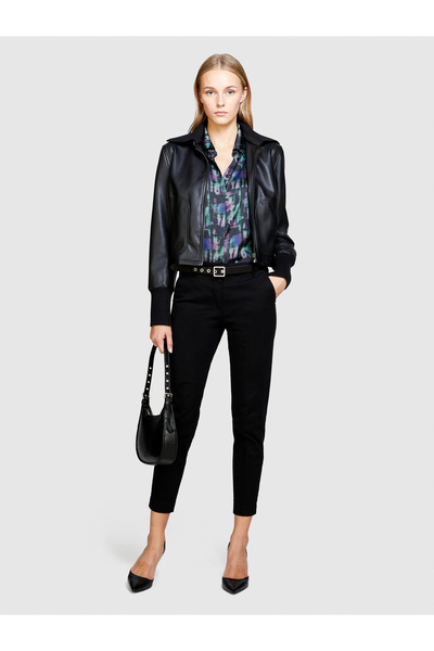 Sisley Μαύρο Slim Fit Γυναικείο Παντελόνι Gabardine