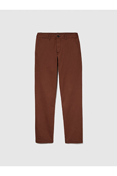 Sisley Ανδρικό ελαστικό καφέ παντελόνι με λεπτή εφαρμογή