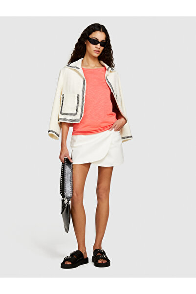 Sisley Γυναικείο μπλουζάκι με λαιμόκοψη από κοραλί βαμβάκι Modal - Bisiklet