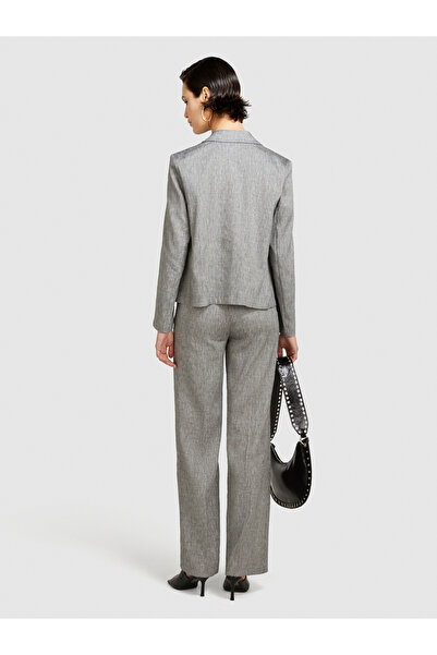 Sisley Gray Linen Double Breasted Blazer - Patch Pocket, Double Button