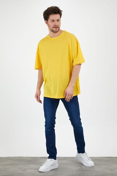 TA COLLECTİON Unisex Κίτρινο Unisex Μπλουζάκι με χαλαρή εφαρμογή και oversize...