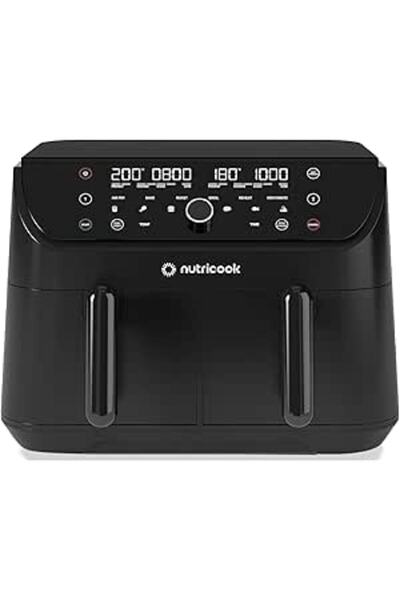 Nutricook Air Fryer Duo 2, 2400 Watts, Dual Baskets, Air Fry, Bake, Roast, Broil, 6 Presets, 8.5L, Black