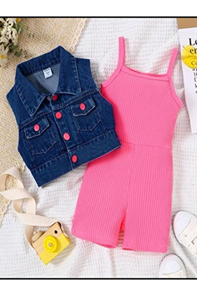 ipekkids سترة من قماش الدنيم للفتيات من Ipekkıds ومجموعة بذلة قصيرة