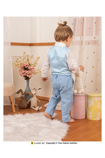 Babydola 1-5 Years Old Bow Tie Vest Shirt Pants Holiday Children's Suit Set of 4 15051