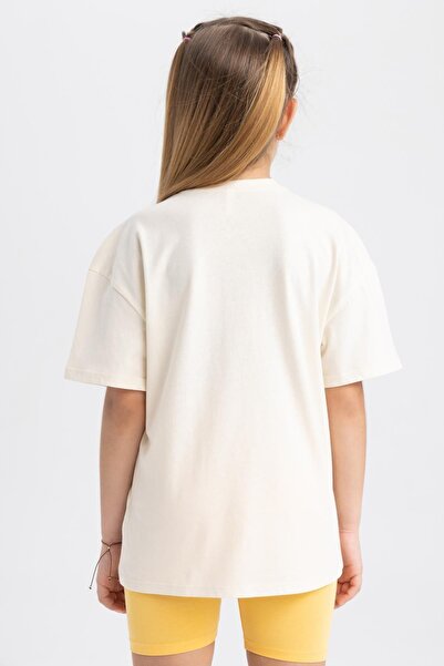 DeFacto Κοριτσίστικο κοντομάνικο μπλουζάκι με στάμπα υπερμεγέθη A1774a823hs