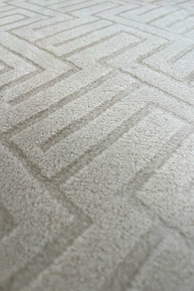 Rmz Home Decor Σετ πατάκι μπάνιου Sarar Plus Relief 2 τεμαχίων μπεζ με αντιολισθητικό πάτο με ανάγλυφο σχέδιο (60x100 / 40x60)