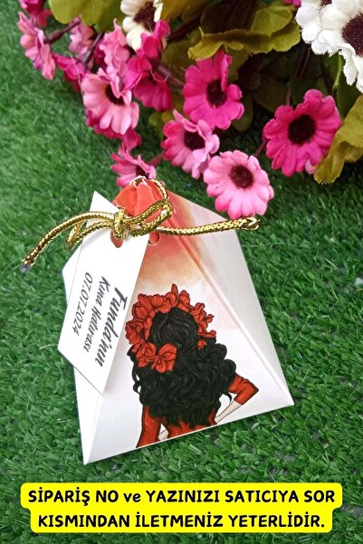 Emtory Home 30 Adet Gold Ipli Red Bride Piramit Kutu - Kına Hediye Kutusu - K...