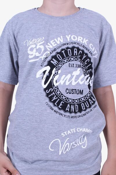 YA KO KİDS 95 Vintage Text Detailed Boy's Summer Set