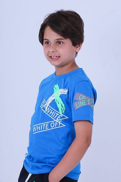 YA KO KİDS Tricou cu decolteu rotund pentru băiat cu imprimeu X