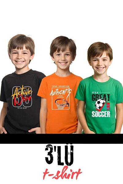 YA KO KİDS TRIOU DE BAZĂ UNISEX CU MÂNECĂ SCURTĂ CU 3 PIECI IMPRIMAT PENTRU C...