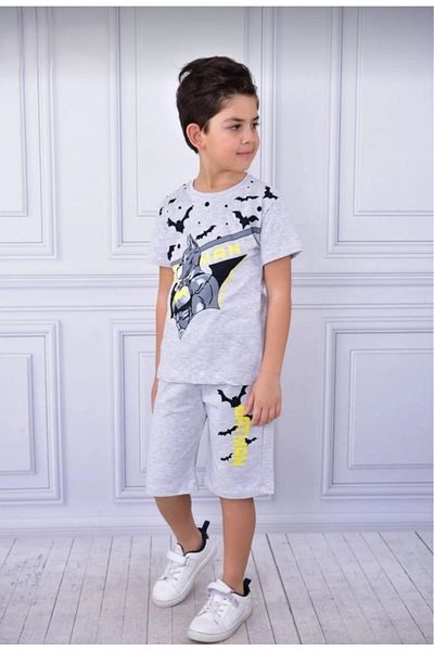 BUUFUU Summer Pocketed Short Sleeve Printed T-Shirt with Shorts Double Set