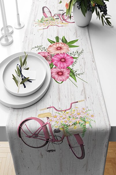 Pelangi Vintage Bisiklet Desenli Leke Tutmaz Kumaş Salon Mutfak Masa Değişik ...