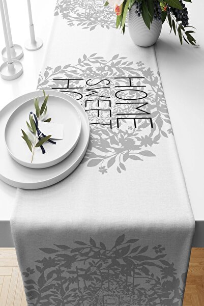 Pelangi Home Sweet Home Gri Leke Tutmaz Kumaş Salon Mutfak Masa Değişik Ranır...