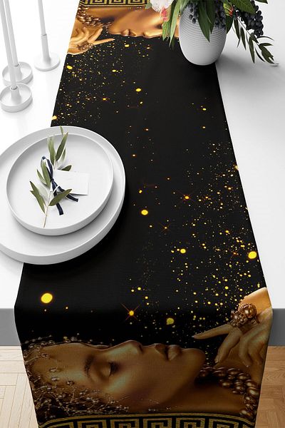 on the clouds Γυναικείο μοτίβο Black Stain Runner - για τραπέζι κουζίνας σαλονιού, ύφασμα που δεν συγκρατεί