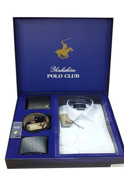 POLO CLUB Set de 4 piese curea, cămașă, cravată, mire 871