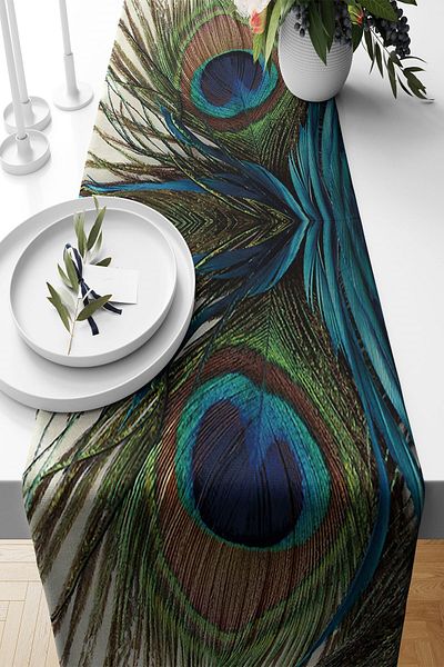 on the clouds Peacock Pattern - Αδιάβροχο ύφασμα σαλόνι κουζίνας τραπέζι Runner, διαφορετικά μοντέλα