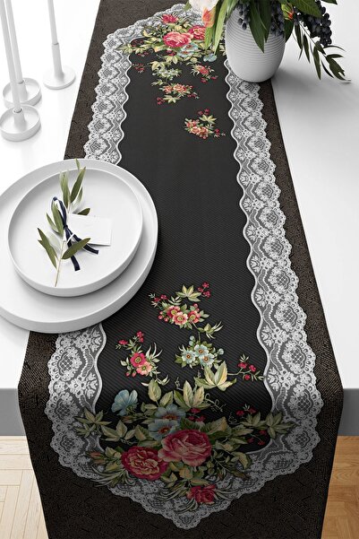 Pelangi عداء منقوش بالزهور من الدانتيل - قماش مقاوم للبقع، طاولة غرفة المعيشة...
