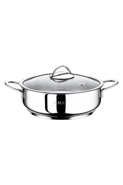 OMS 2038 SL - 2 Parça 1. Sınıf Paslanmaz Çelik, İndüksiyonlu 24x8 Cm - 3,0 Litre Basık Tencere, Gümüş