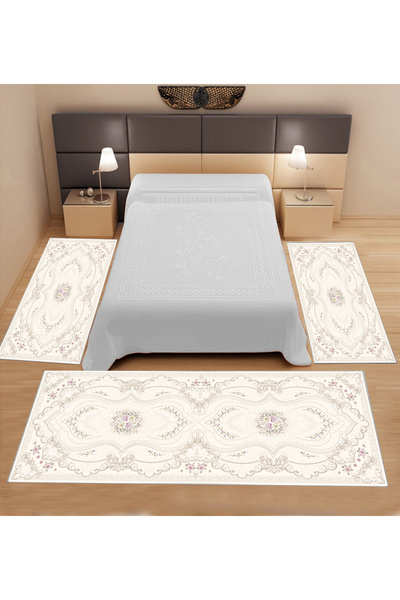 stylehome Dijital Baskılı 3 'lü Yatak Odası Halısı Yolluk Takımı