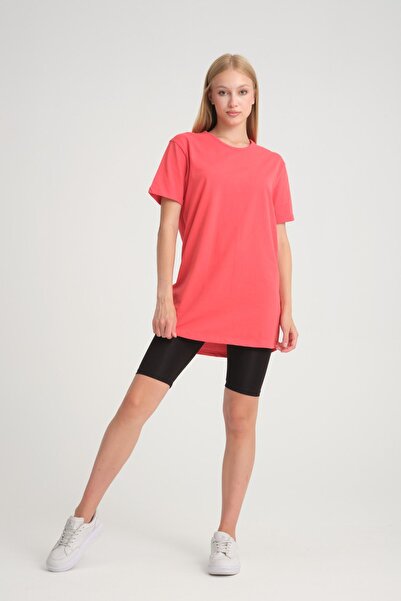 Kallisto Tricou roșu deschis cu mâneci cu mâneci pliate 100% bumbac
