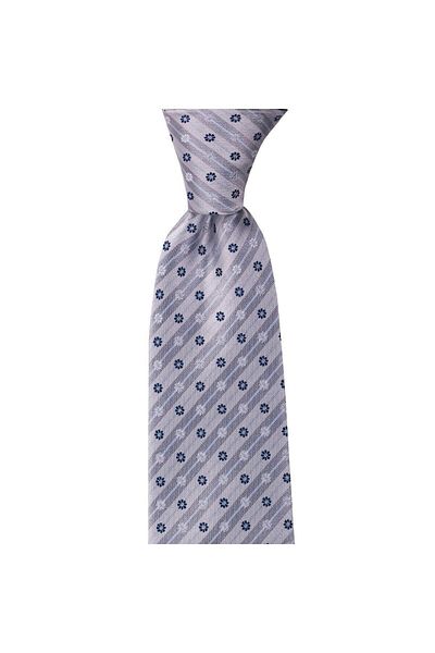 1001 Kravat Navy Blue Floral Patterned 8 cm Wide Tie