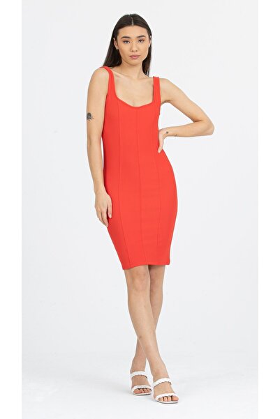 Kallisto Red Ottoman Narrow Fit Mini Dress