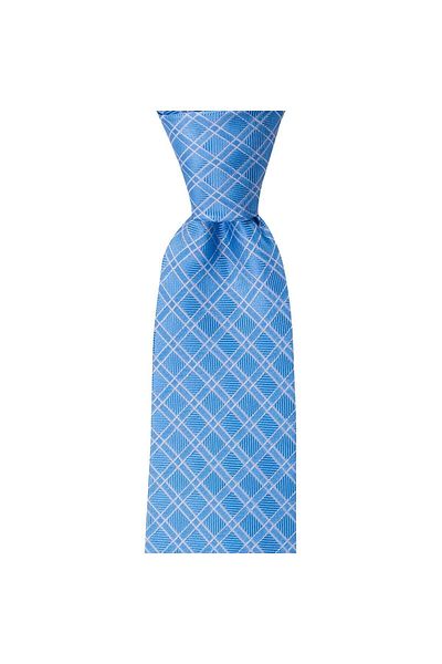 1001 Kravat Light Blue Patterned 8 cm Wide Tie with Handkerchief