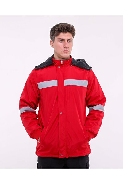 Çamdalı İş Elbiseleri - معطف عمل أكسفورد أحمر عاكس - معطف عمل مقاوم للماء