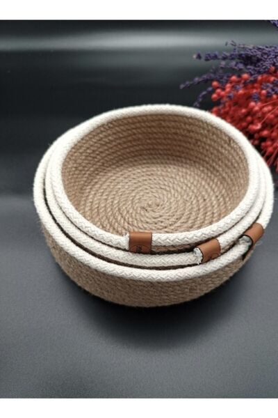 USLOCEP سلة ثلاثية مصنوعة يدوياً من الخوص