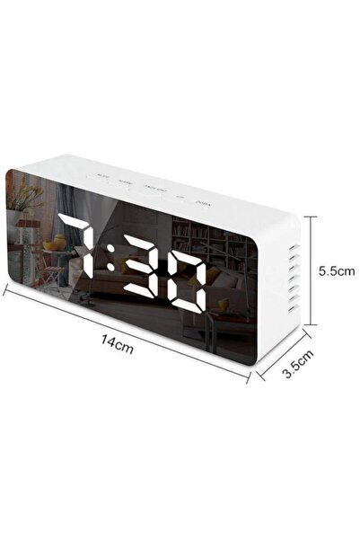 Gplus W561 Çift Alarmlı Dijital Led Termometreli Aynalı Alarmlı Sese Duayarlı Yeni Masa Saati Siyah