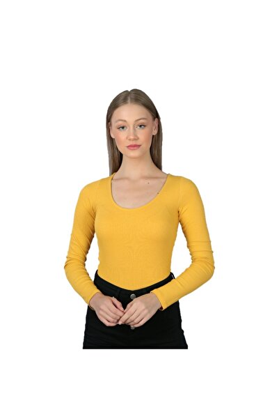 Kallisto Safran Uzun Kol Kaşkorse Bodysuit