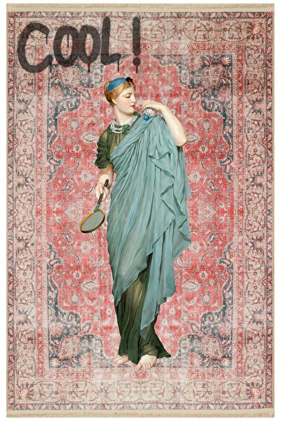 kilim home Mars 168 Red Vintage Art Cool Modern υφαντό χαλί με φιγούρες γλυπτών