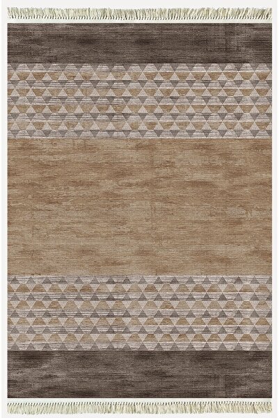 kilim home Cotton Serisi Kahve Tonlarında Baklava Eskitme Otantik Desenli Dek...