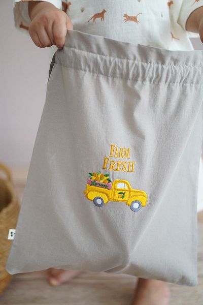 Kirazkids Unisex Natural Cotton - Lemon Truck Embroidered, Multi-Purpose Felt