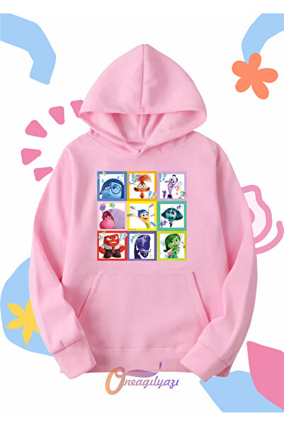 oneagılyazı Çocuk Unisex Ters Yüz Karakter Baskılı Oversize Kapüşönlü Sweatshirt