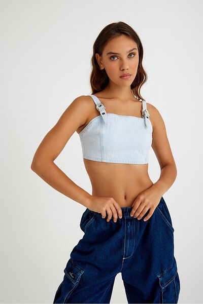Kutaf Bustieră din denim cu cataramă