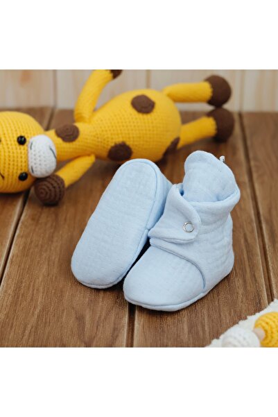 Ella Bonna Organik Pamuk Müslin Bebek Patiği, Yenidoğan Pandufu,mavi