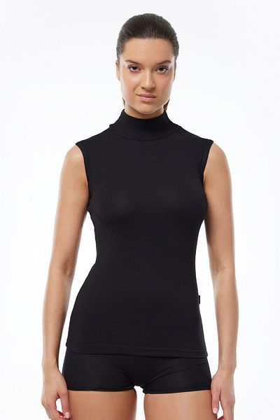 Malabadi 1044 Black Modal Turtleneck Women's Tank Top