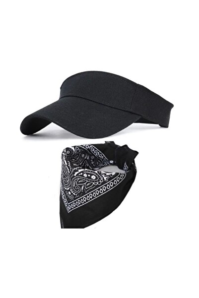 Rupen Kraft Unisex Athlete Running Tennis Visor Hat with Adjustable Back Part Bandana Combination