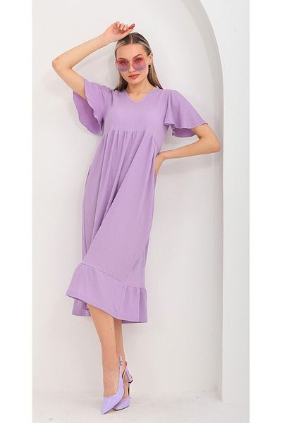 DEVRİMAY TEKSTİL Rochie de vară pentru femei Wrap Butterfly Sleeve Liliac