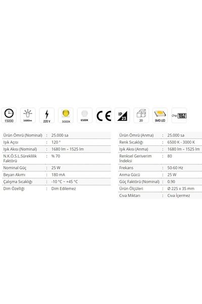 Cata 25w Drop Led Luminaire Ct-5272 - Daylight
