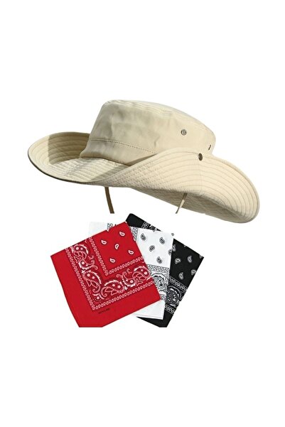 Rupen Kraft Літня сафарі-капелюх з бавовняної фетру 3 штуки з банданою в комп...